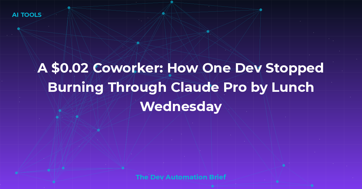 A $0.02 Coworker: How One Dev Stopped Burning Through Claude Pro by Lunch Wednesday